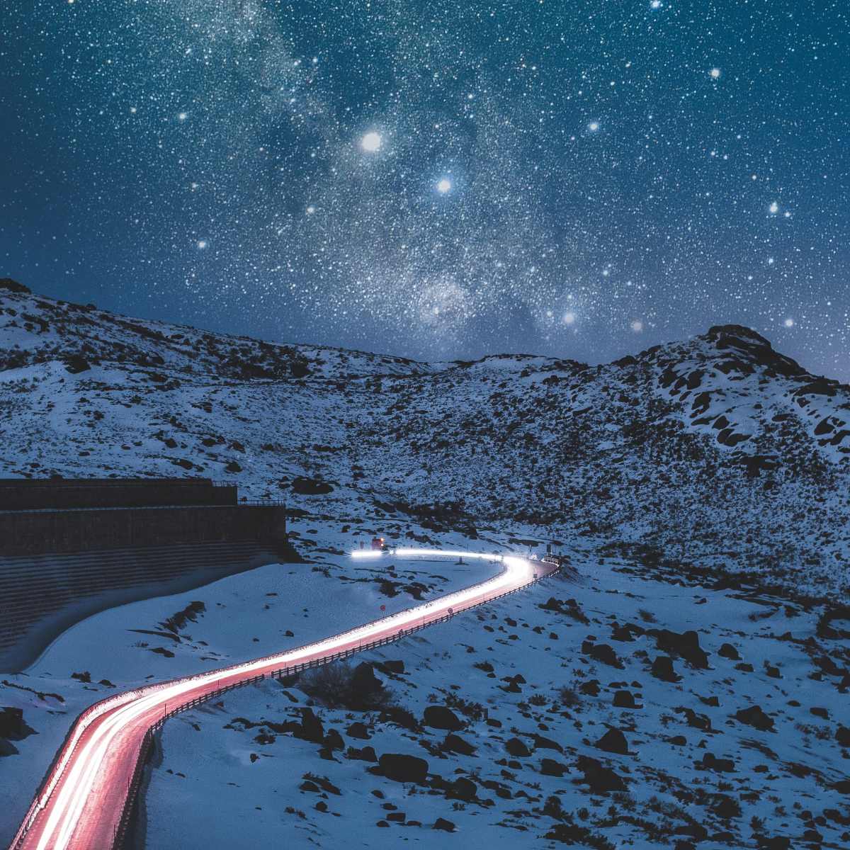 User Research Product Management: A bright road in the middle of starry sky mountains