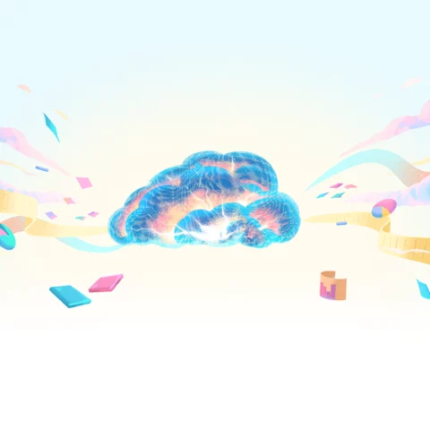 AI in UX Research - illustration of a brain cloud extracting information from everywhere