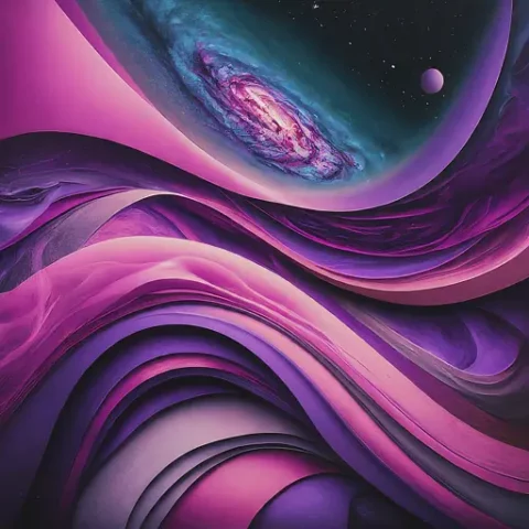 Design + AI visual: Purple and pink outer space AI-generated visual