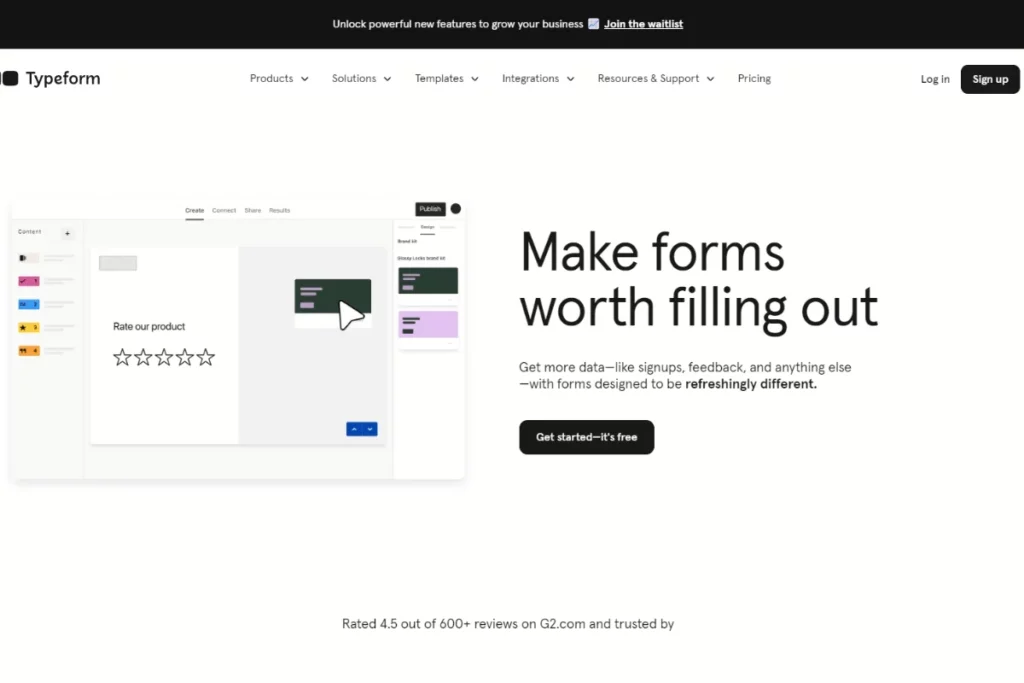 Typeform Homepage