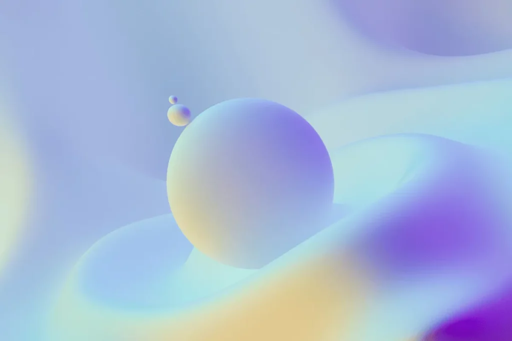 Abstract fluid background featuring floating orbs in a soft, ethereal color palette.