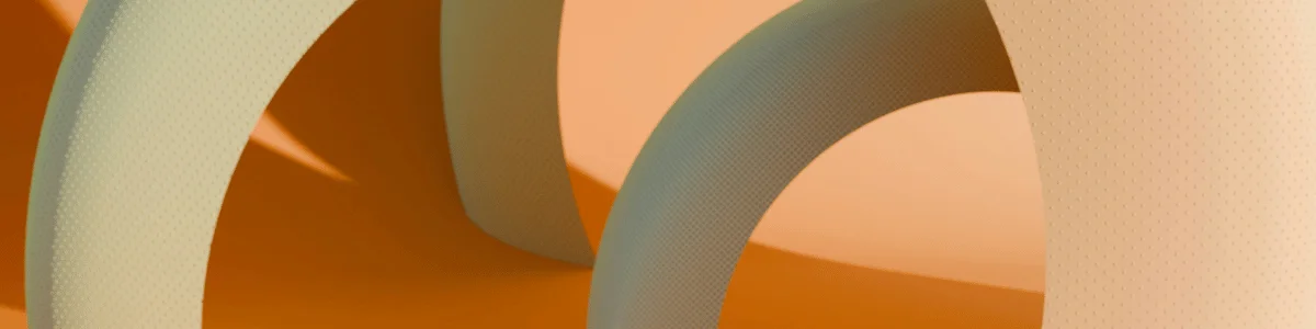 Abstract 3D rendering of smooth, curved shapes in cream and orange tones.