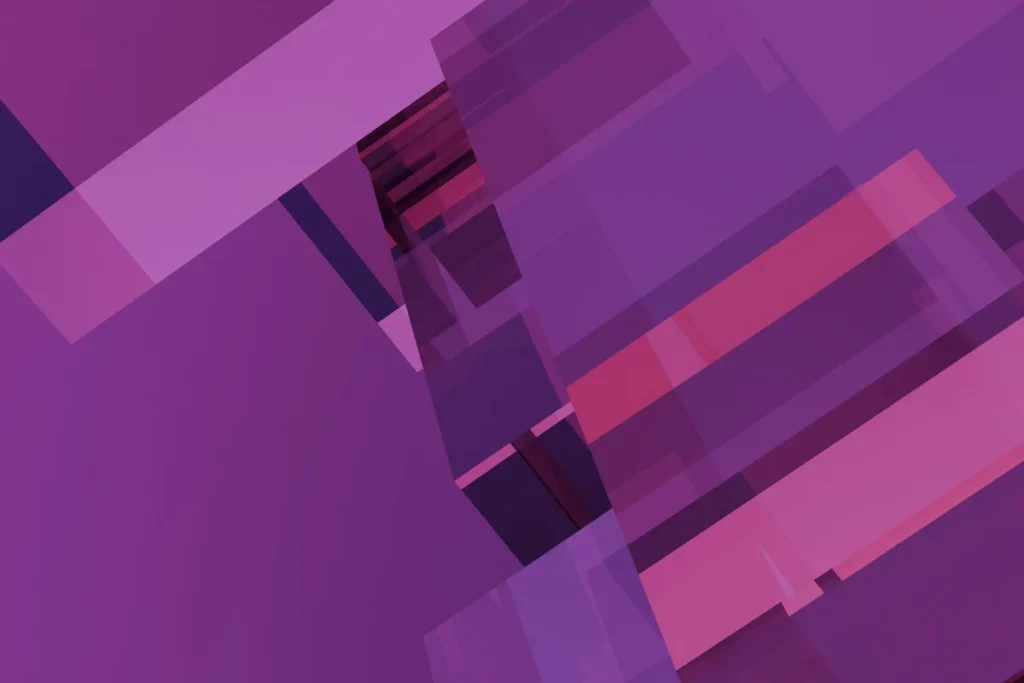 Abstract purple geometric shapes and lines in a vibrant digital design