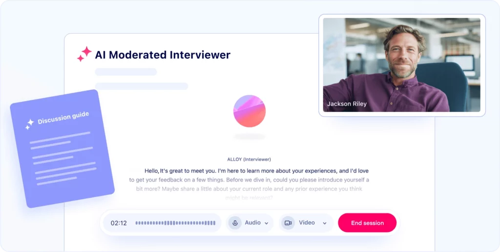 ai moderator taking interviews based on discussion guide