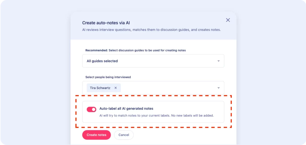 enabling auto-labelling for ai generated notes