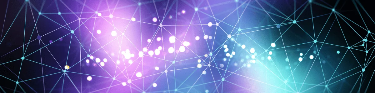 Abstract network visualization with interconnected lines and glowing nodes in shades of blue and purple, symbolizing digital connectivity.