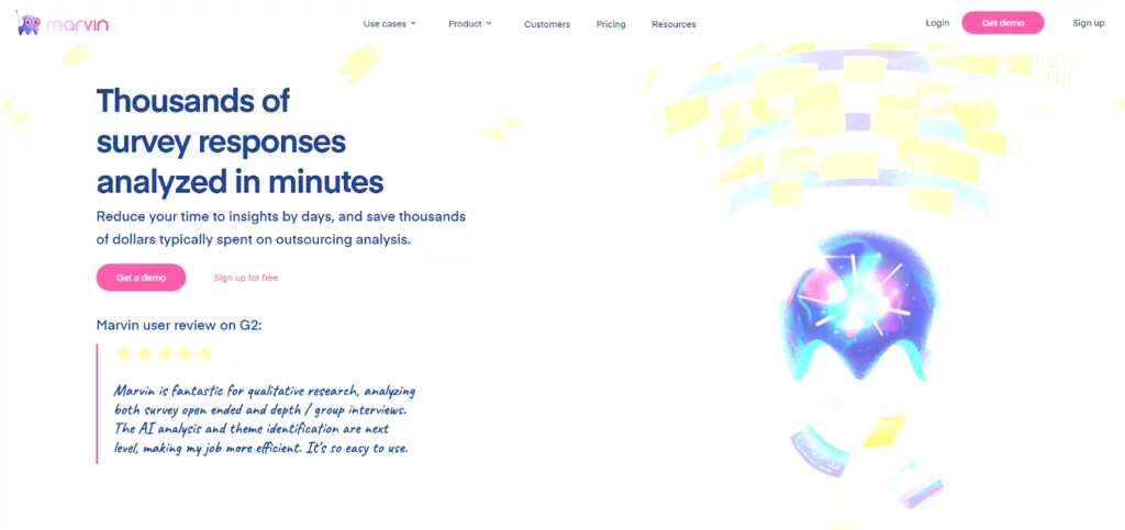 Marvin AI analyzes survey responses in minutes.
