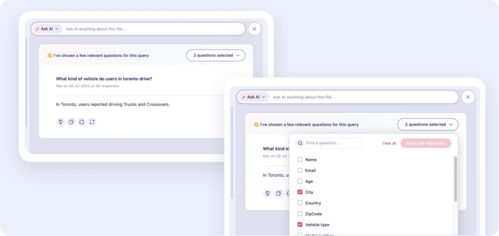 finding insights from surveys with ask ai