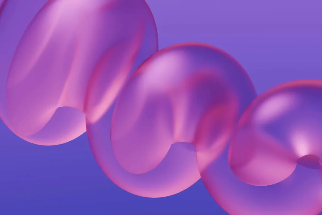 Shiny pink and violet tubes with smooth lighting.