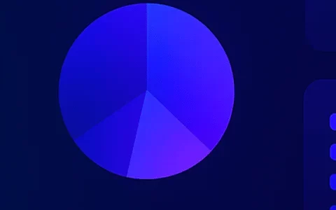 A digital dashboard displaying various data visuals: a bar chart, pie chart, circle with data, and text boxes on a dark blue background.