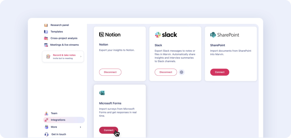 Marvin integrates with Microsoft Forms